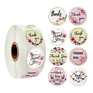 200 pieces 1" floral 8 designs thank you stickers